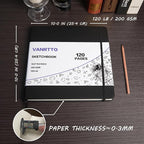 Vanrtto Hardcover Square Sketch Book, Mixed Media Sketchbook 10x10 Inch | - Image 2