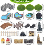 QUOZUO 21 Pcs Fairy Garden Miniatures Accessories Bridge House Landscape Water - Image 2