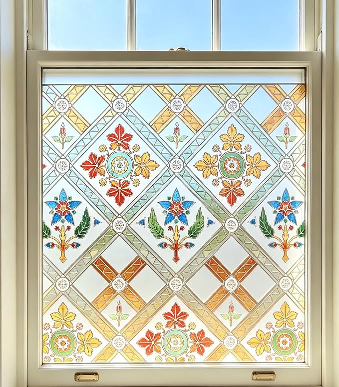 Coavas Stained Glass Window Film Decorative Privacy Cling by Coavas