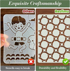 Geometric Texture Stencils for Crafts Reusable 16Pcs Stencils | DIY Art - Image 3