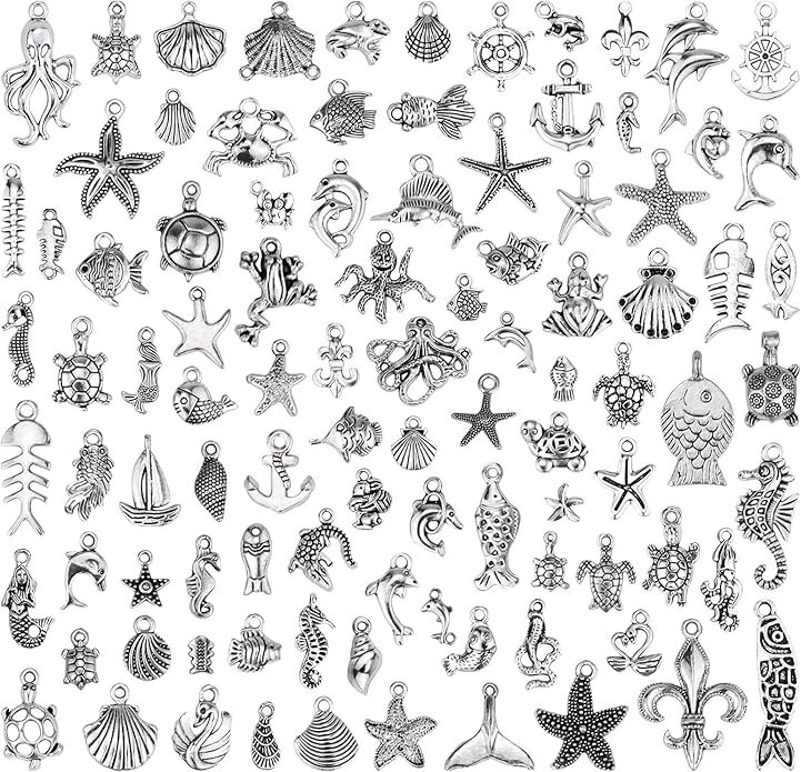 JIALEEY Wholesale 100 Pieces Mix Antique Silver Charm Pendant Collection DIY by JIALEEY