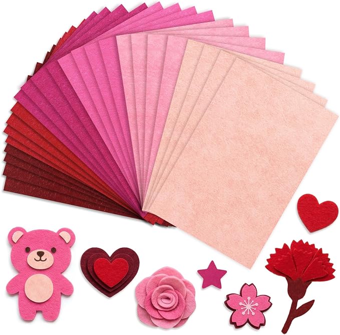 Catephe 24 Pcs Red Felt Fabric Sheets, 8 Inch X 12 Inch 1mm Craft Felt by Catephe
