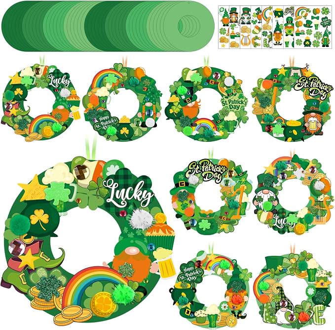 Hollowfly 48 Sets St. Patrick's Day Wreath Craft Kits DIY Irish Wreath Hanging by Hollowfly