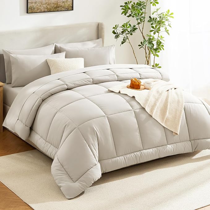CozyLux Twin XL Comforter Set Beige, 5 Pieces Twin Extra Long Bed in a Bag - Image 7