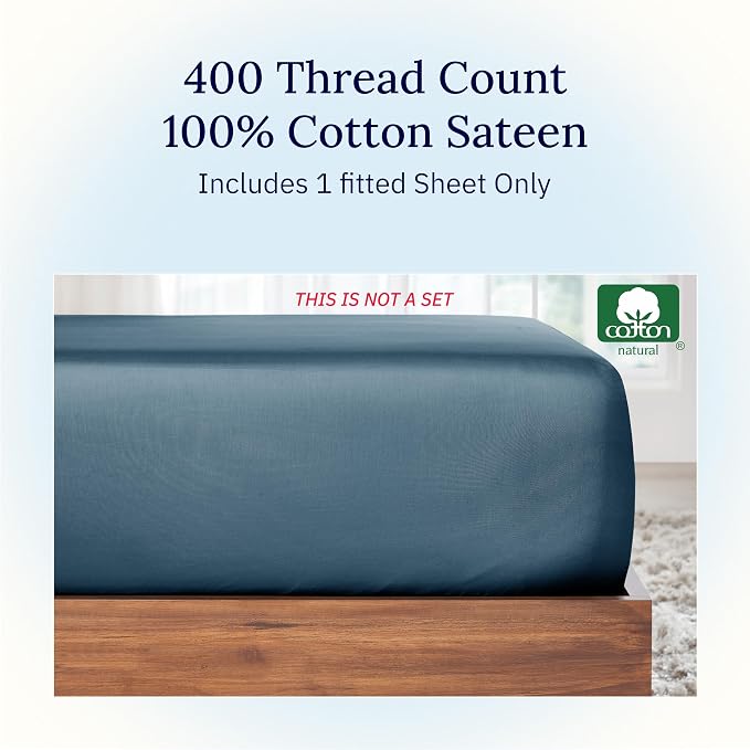 California Design Den Fitted Sheet Queen Size Cotton, Deep Pocket Soft 400 - Image 4