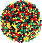 UPINS Red 1200Pcs Yellow Green and Black Pony Beads, Juneteenth Pony Beads by UPINS