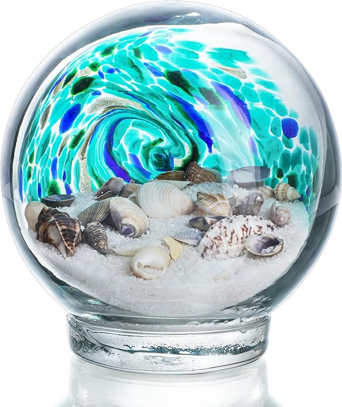QFkris 4'' Sea Globe Hand Blown Art Glass Decor by QFkris
