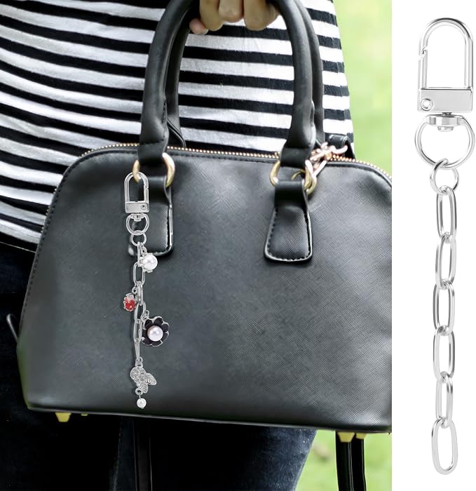 20pcs Silver Keychain Making Kit, Key Ring Swivel Snap Hook Chains, Alloy - Image 6