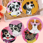8 Pack Diamond Art Coasters, Funny Dog Diamond Painting Coasters Kits | Dog - Image 7