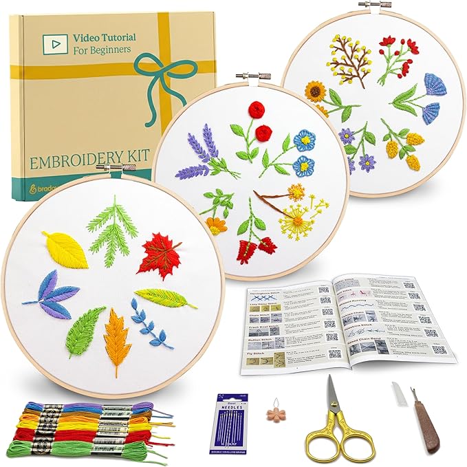 Bradove Leaves and Flowers Embroidery Kit by Bradove