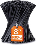 Zip Ties 8 inch with 40 lb Tensile Strength, 1000 Pack by ANOSON