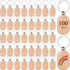 Wooden Keychain Blanks 100 Pcs Wood Key Chain Tags Bulk | Rounded Square by Voittozege