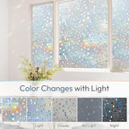 rabbitgoo Window Privacy Film Decorative Rainbow Cling, 17.5" x 118.1" | 3D - Image 5