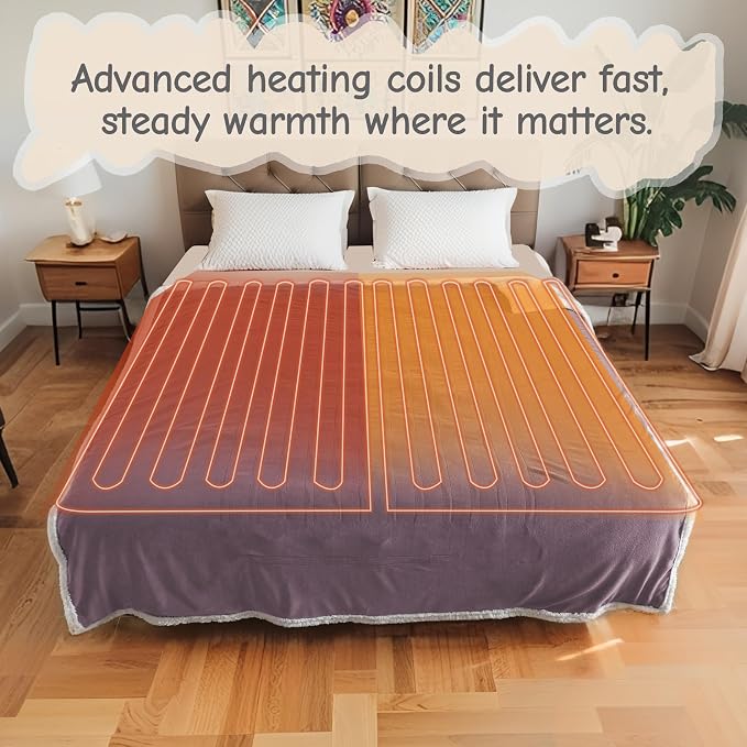 Electric Heated Blanket Throw Size 50"x60", Soft Flannel - Image 6