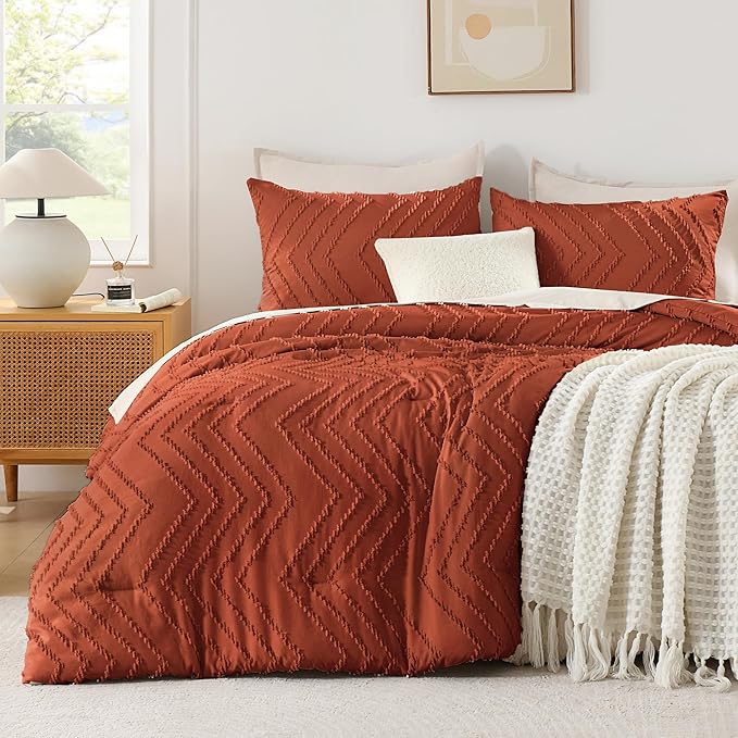 Andency Burnt Orange California King Size Comforter Set, Cal King Boho by Andency
