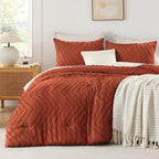 Andency Burnt Orange King Size Comforter, Boho Terracotta Soft Warm Bedding by Andency
