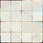 Texture Stencils for Crafts Reusable 16Pcs Stencils | DIY Art Painting Stencil by Unknown