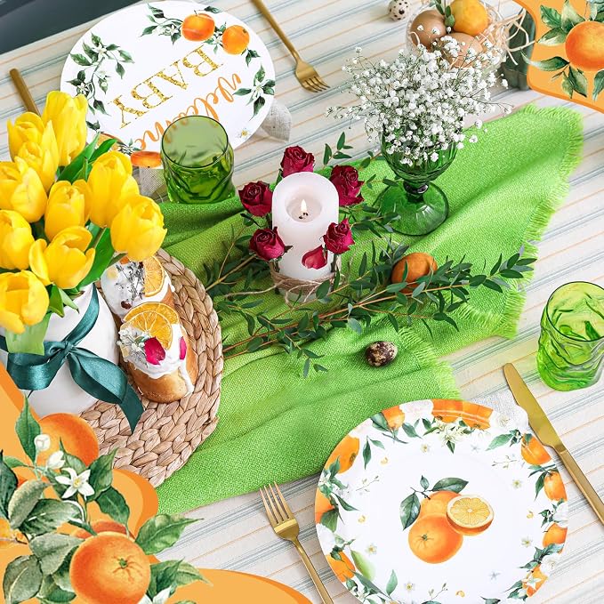 Funnymoom 60 Pcs 7 Inch Little Cutie Paper Plates Orange Baby Shower Plates - Image 5
