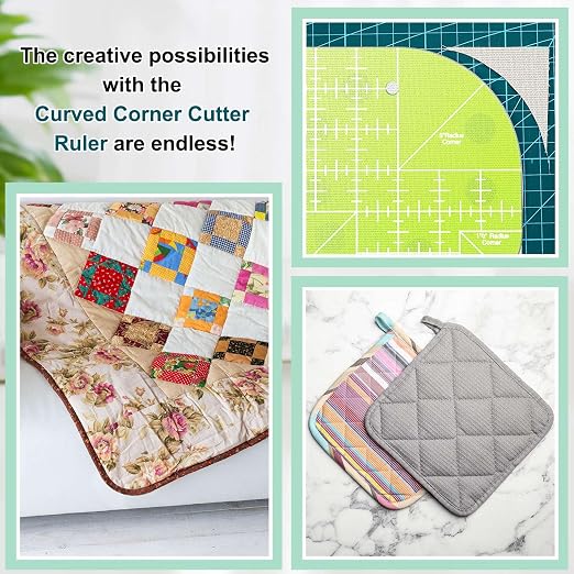 Kigley 2 Pcs Curved Corner Cutter Quilt Ruler Acrylic Sewing Patchwork Template - Image 4