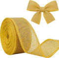 Gold Yellow Burlap Ribbon 1-1/2 in X 10 Yard Yellow Wired Ribbon | Natural by JaoZuyard