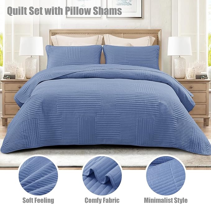 Whale Flotilla Ultra Soft Twin Quilt Bedding Set, Lightweight Microfiber Bluish - Image 3