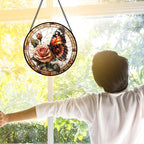 DASTOLL Stained Glass Window Hanging, Butterfly Picking Flowers Suncatcher - Image 2