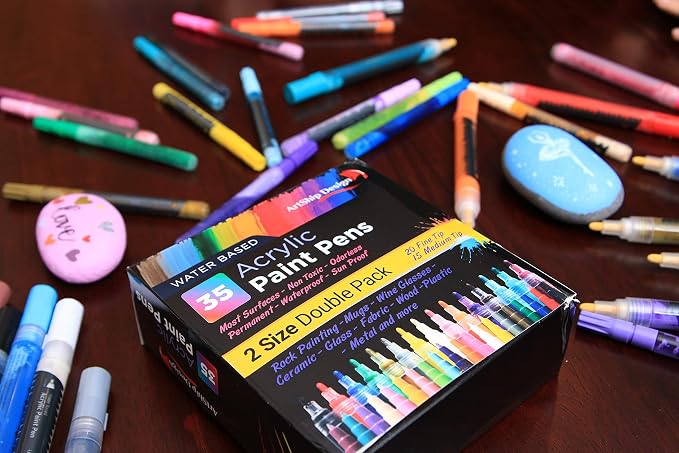 ArtShip Design 35 Premium Acrylic Paint Pens, Double Pack of Both Extra Fine - Image 8
