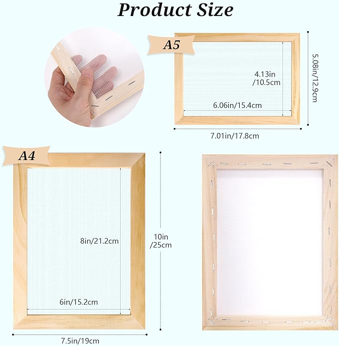 Aboofx Paper Making Kit, A5 & A6 Size Paper Making Screen Frame Kit, Wooden - Image 4