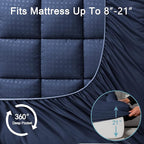 HYLEORY Full XL Mattress Pad Quilted Fitted Mattress Protector Cooling Pillow - Image 5