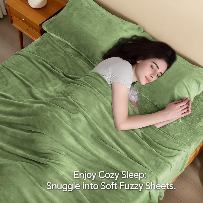BEDELITE Flannel Sheets Full Size Green - Image 3