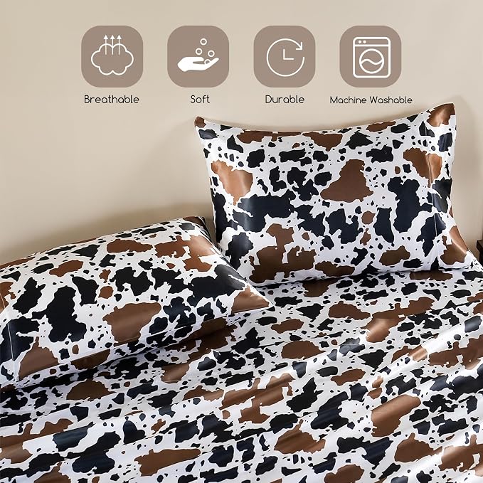 MR&HM Satin Bed Sheets with Elastic Corner Straps, King Size Sheets Set - Image 6