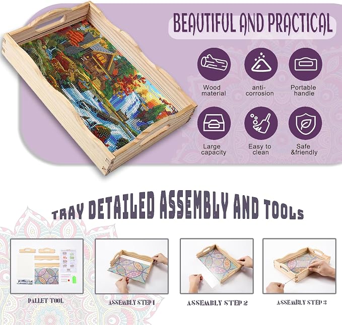 EWJRNSF Diamond Art Kits for Adults Wooden Serving Trays - Image 3