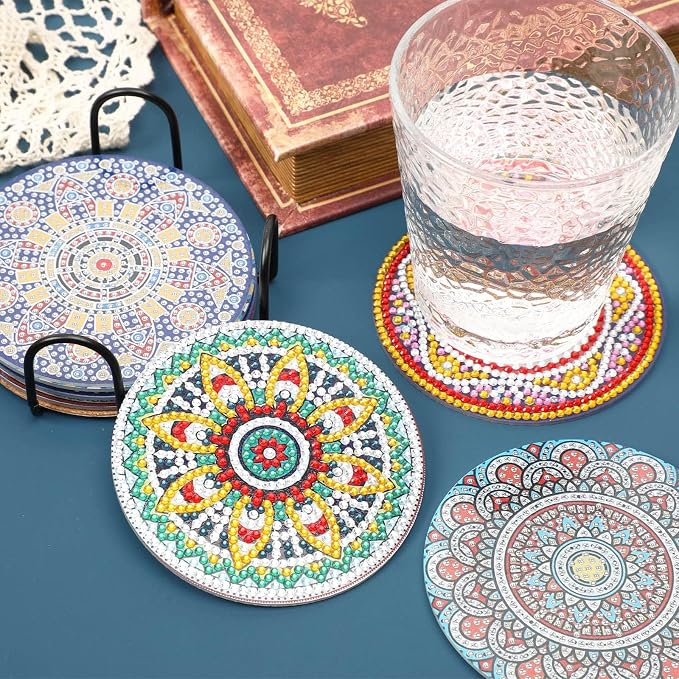 UPINS 8Pcs Mandala Diamond Art Painting Art Coasters Kits - Image 4