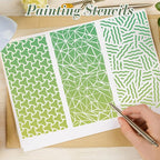 Geometric Texture Stencils for Crafts Reusable 16Pcs Stencils | DIY Art - Image 6
