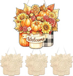 Unfinished Fall Wreaths Wood Crafts to Paint Set of 3, Unfinished Wood Cutouts by Sereliy