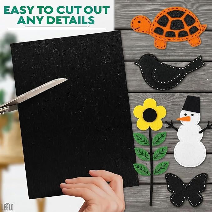 LEGLO Black Felt Sheets 12 Pcs, Sticky-Back A4 Craft Fabric, 8.3 x 11.8 in | - Image 5