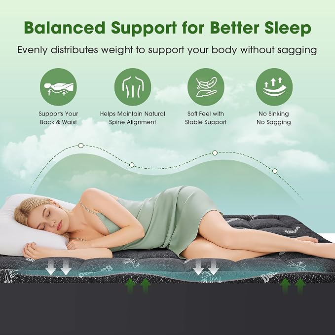 Mattress Pad Twin Size, Cooling Pillow Top Mattress Topper, Ultra Soft Viscose - Image 4