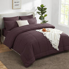 CozyLux Full Size Comforter Set Cocoa Powder, 7 Pieces Bed in a Bag, All Season - Image 8