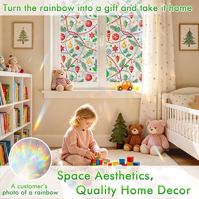 SOMWISE Rainbow Window Privacy Film, Heat Control, UV Blocking, Anti-Glare - Image 3