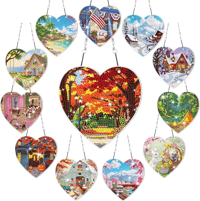 Cinnvoice 12 Pcs Summer Seasonal Diamond Art Hanging Ornament Kit by Cinnvoice