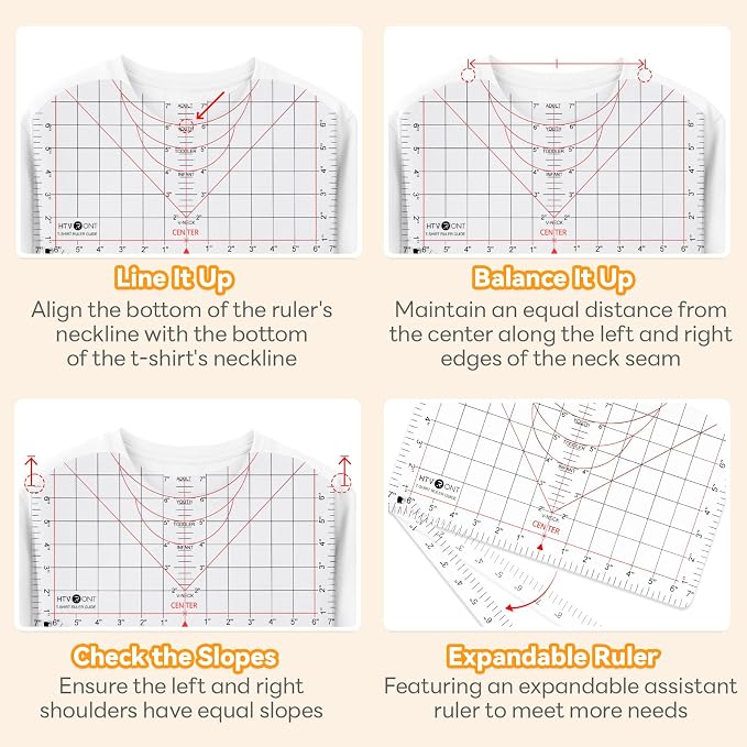 HTVRONT Tshirt Ruler Guide for Heat Press, Vinyl Alignment, Center Design | For - Image 2