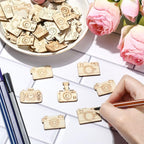 200 pcs Mixed Styles Camera Theme Unfinished Wooden Cutout Charms Travel - Image 4