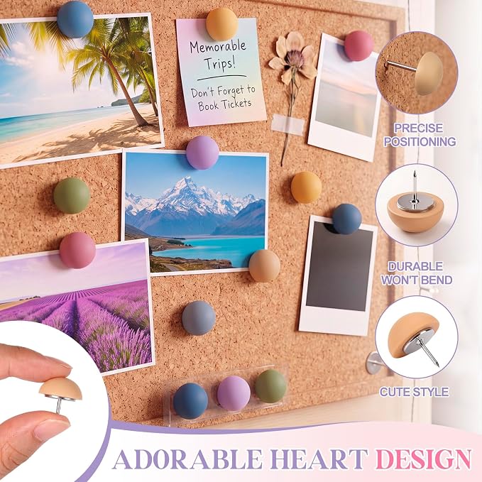 Epakh 30 Pcs Dome Thumb Tacks Decorative Push Pins Colorful Cute Push Pin - Image 3