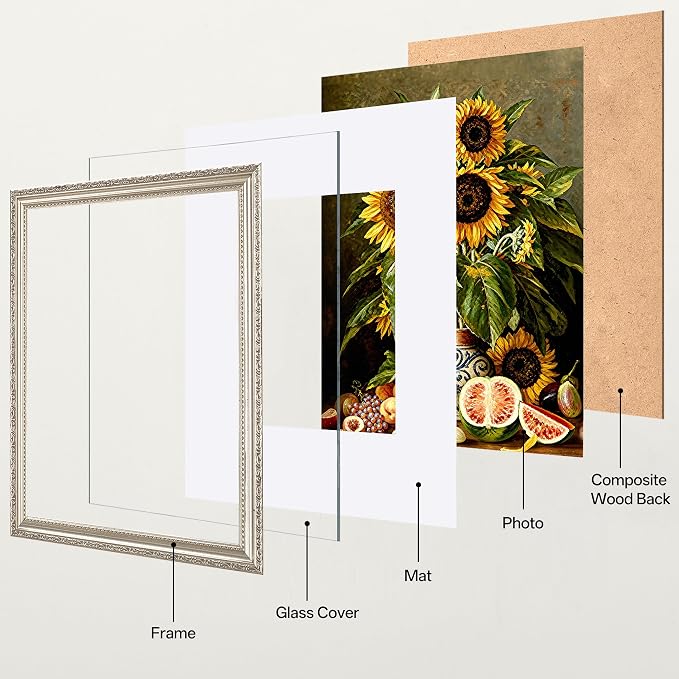 eletecpro 11x14 Vintage Picture Frame, Glass Cover, Horizontal or Vertical - Image 2