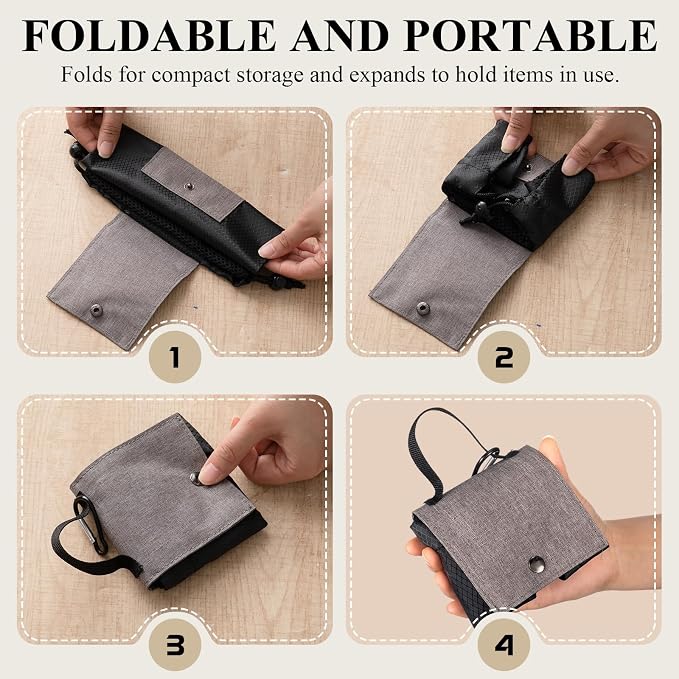 Collapsible Rock Collection Bag Foraging Pouch, Adjustable Waistband Mesh Bag - Image 7