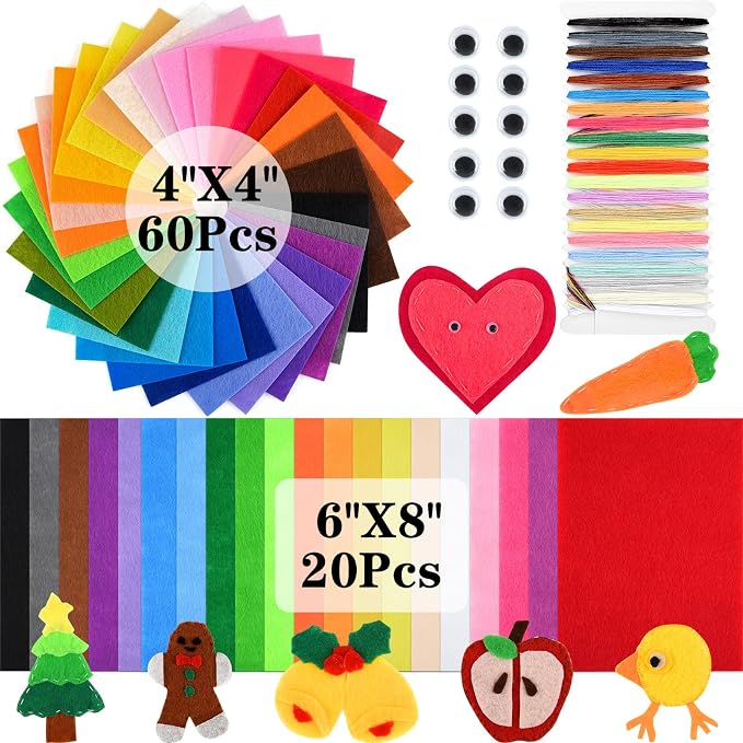 NEBURORA 80PCS Felt Fabric Sheets Craft Kit by NEBURORA