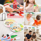 6 Absorbent Ceramic Tiles with Cork Base, Paint Your Own Sloth Coaster | Arts - Image 4