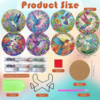 ijbnhd 8 Pcs Hummingbird Diamond Painting Coasters Kits - Image 3