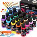 Fabric Paint, 20 Colors Permanent Soft Fabric Paint Set by Verdeart