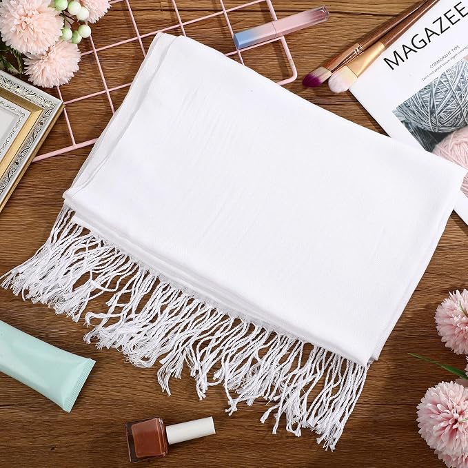 Suhine 16 Pcs Blank White Cotton Scarf to Tie Dye, Full Cotton Scarf Bikini - Image 6